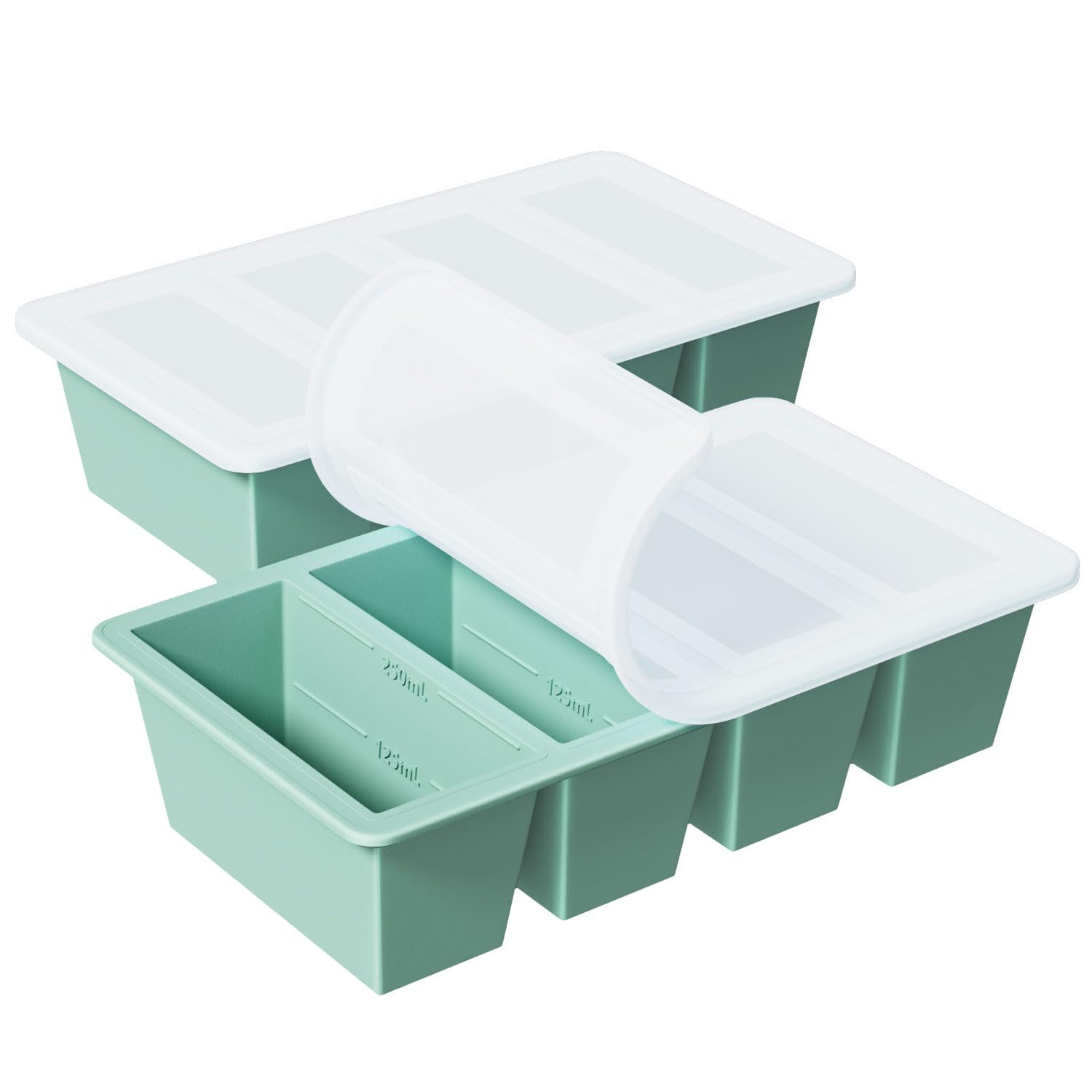 GGOW silicone freezer tray shows a 250 ml soup portion for easy meal prep.