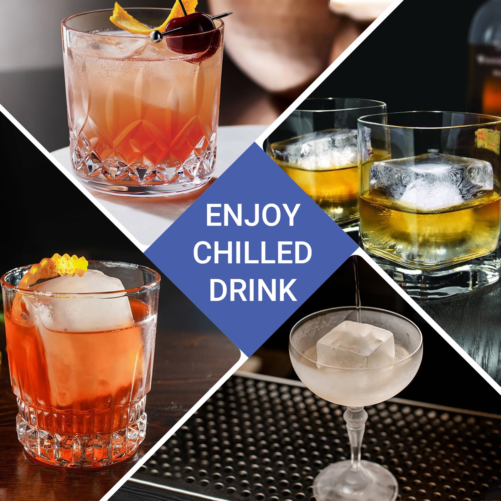 GGOW whiskey cubes slowly melting in glass for enhanced sipping
