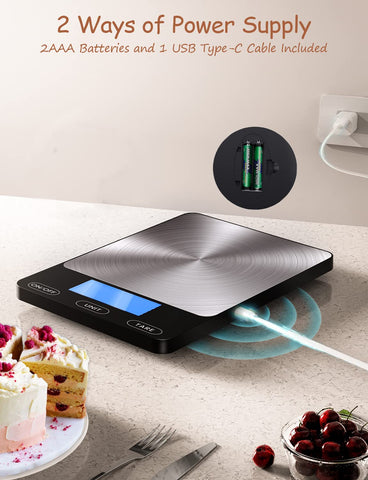 GGQ Food Scale tare function subtracts bowl weight for accurate portions