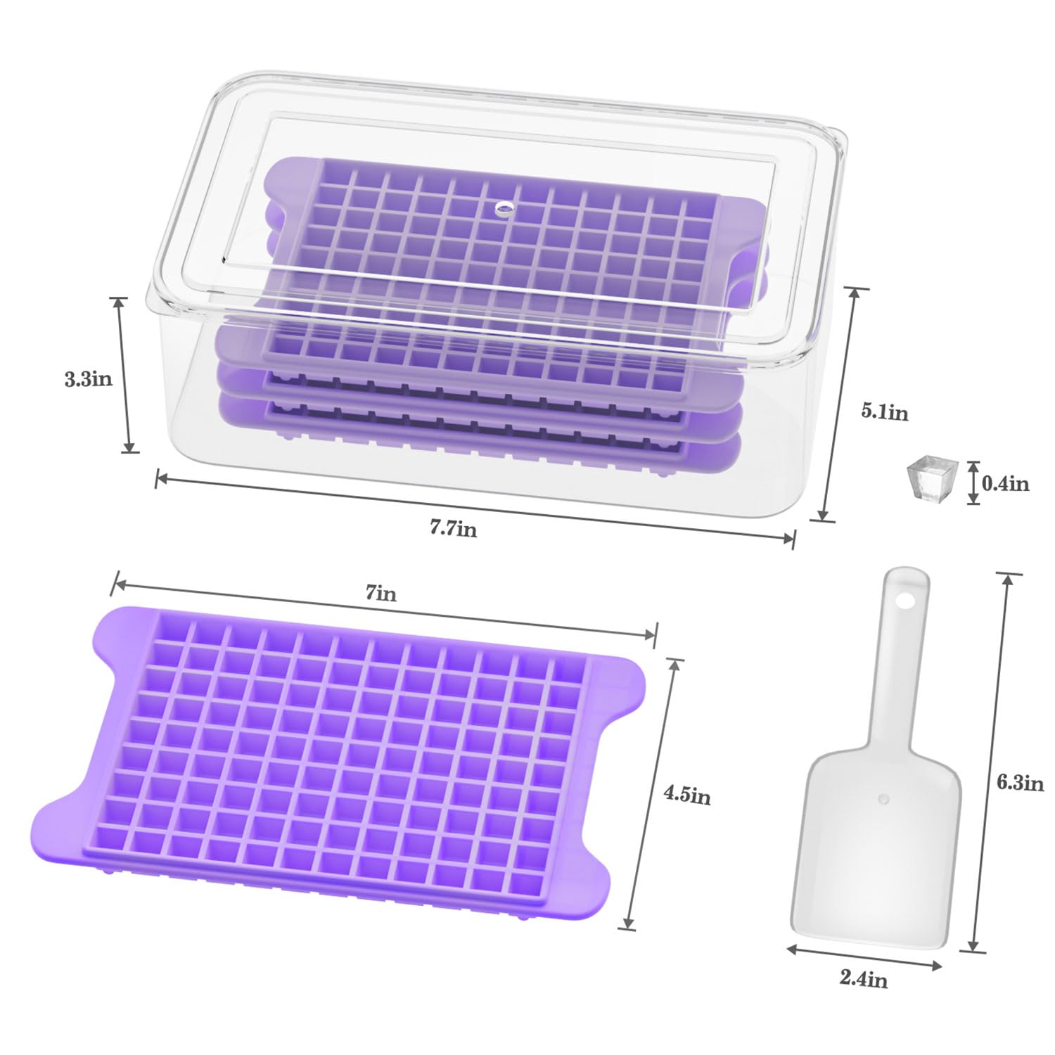 GGUW easy-release mini ice cubes tray for fast removal.