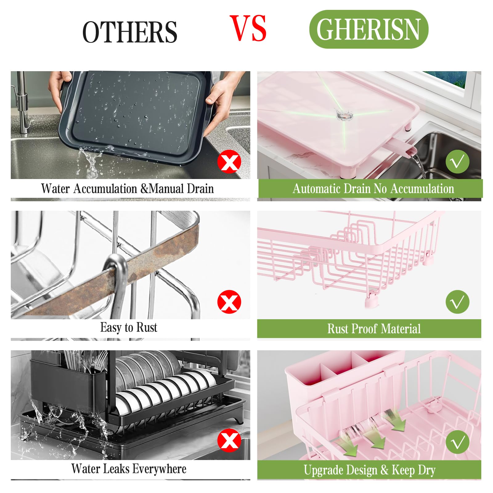 GHERISN stainless steel drying rack resists rust for long-lasting use
