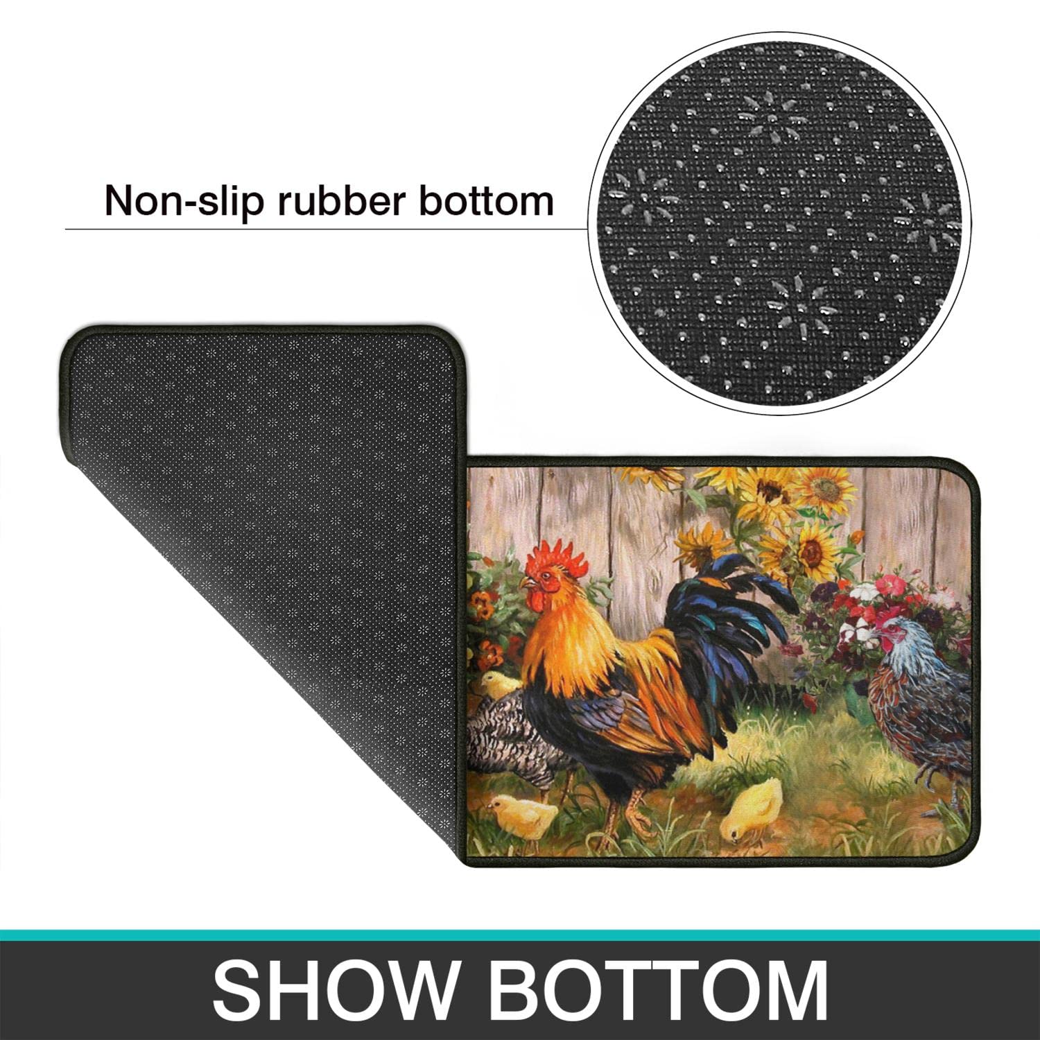 Ghroiep farmhouse decor kitchen mats with rooster motif