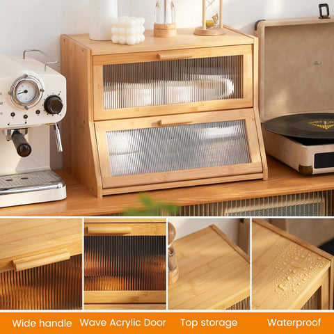 GHWIE Natural bamboo finish complements a bright kitchen counter