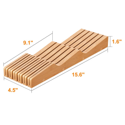 GHWIE bamboo knife-slot design protects blades and keeps drawers organized