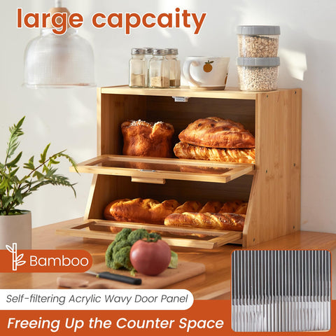 GHWIE Double Layer Bread Box side view highlights versatile dual-door design