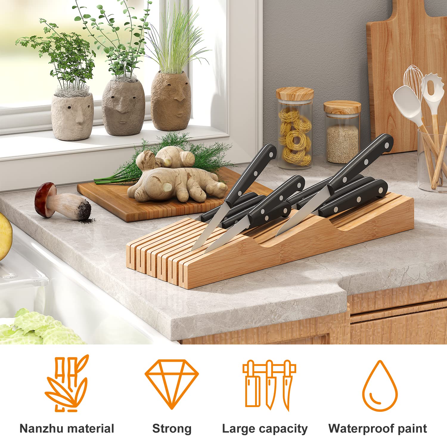 GHWIE organized drawer enables quick knife access for daily cooking