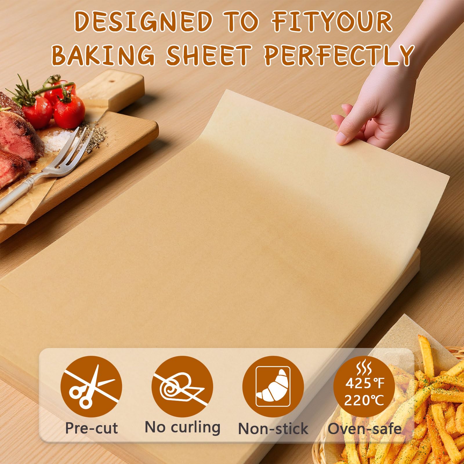 Giaceaw sheets resist curling, keeping baking surfaces tidy.