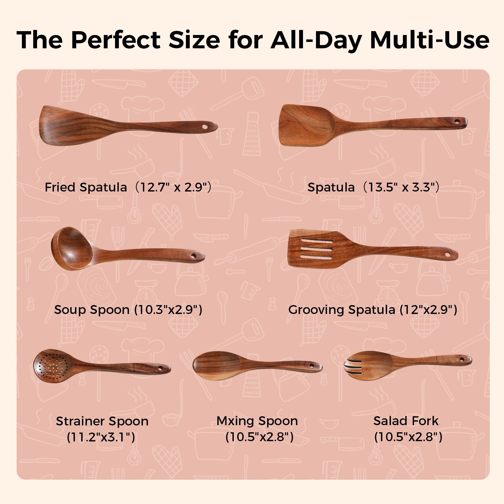 GianAbor easy-clean wooden spoons for busy kitchens.