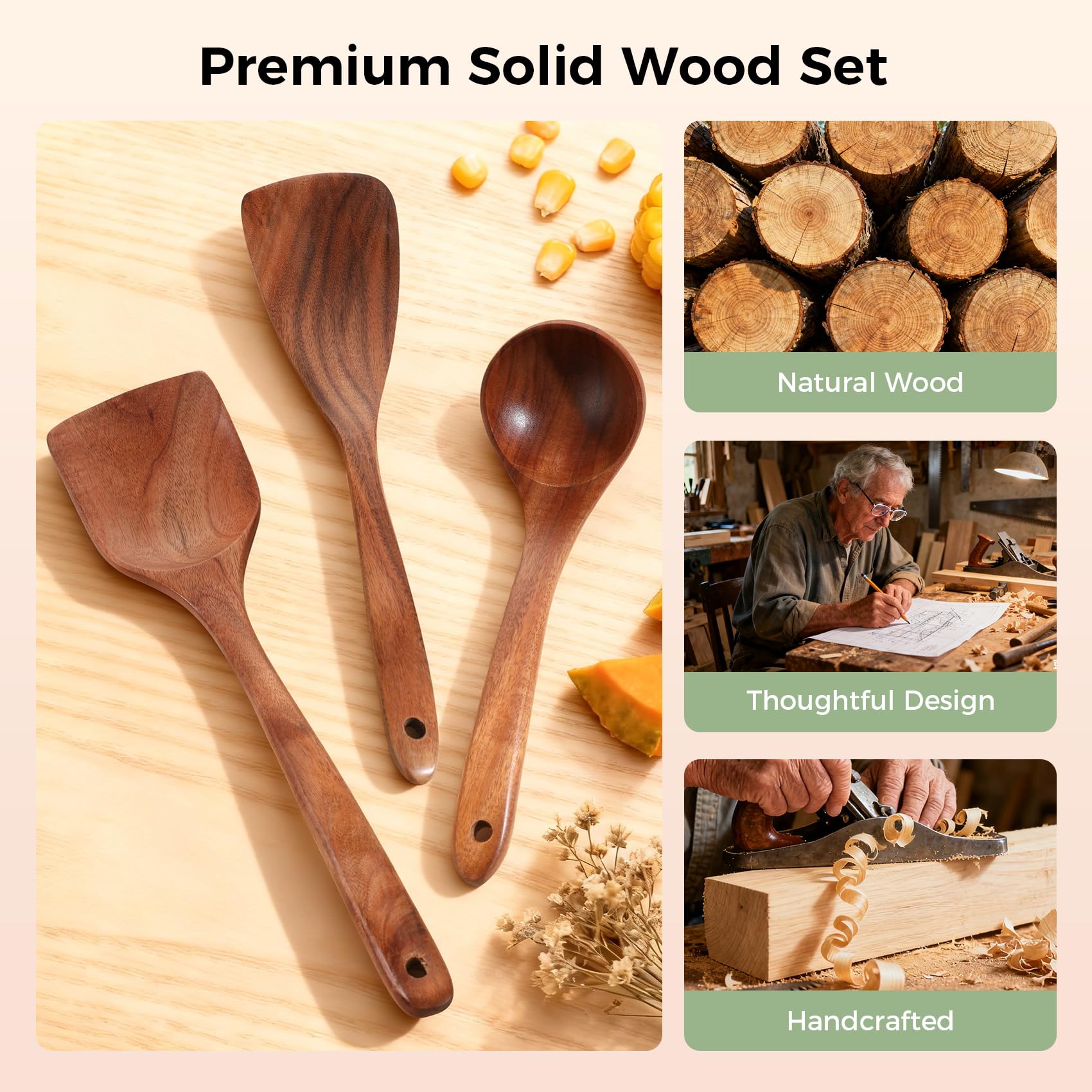 GianAbor non-toxic teak utensils safe for everyday cooking.