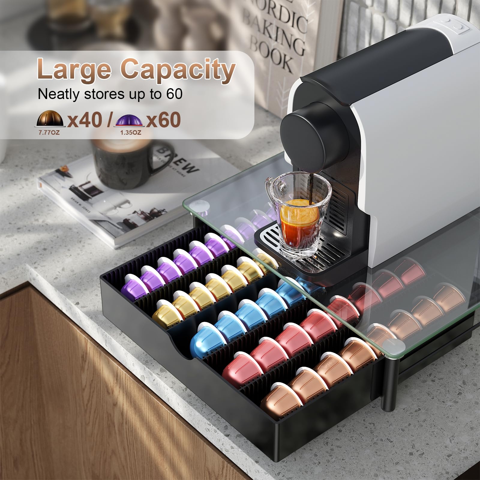 Gianotter Vertuo Pod Drawer durable one-piece molded plastic and metal frame construction.