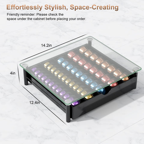 Gianotter Vertuo Pod Drawer top view highlighting accessible surface for quick pod grabbing.