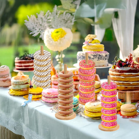 Giantree-donut-display-setup illustrates modular stacking for multi-tier dessert tables.
