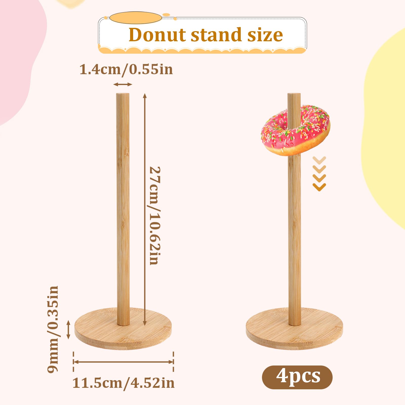 Giantree donut-tower-display shows a sturdy wooden stand for desserts at celebrations.