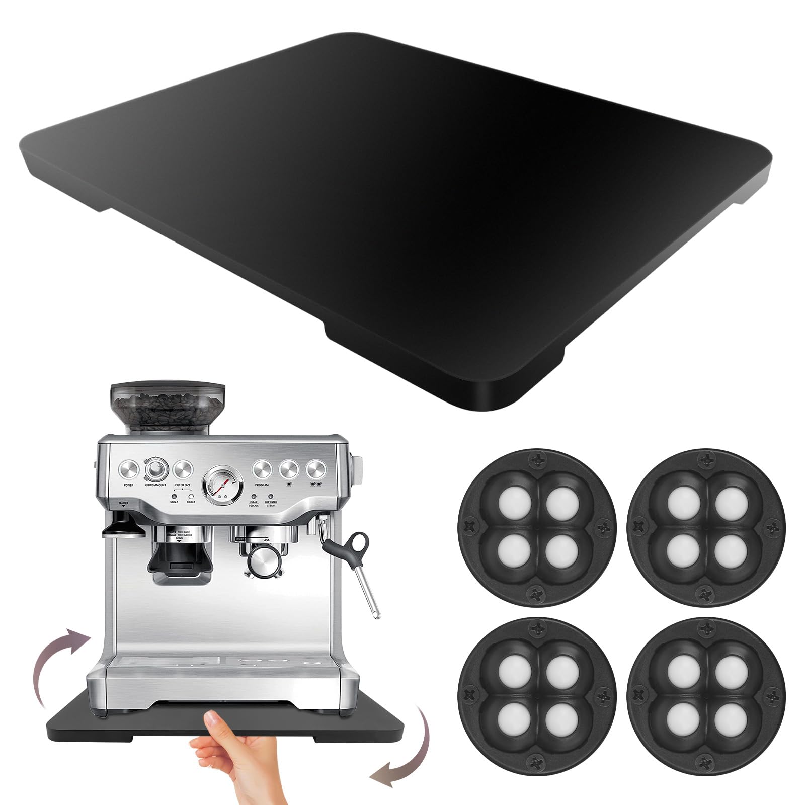 GIASSVIO 360° rolling tray under cabinet for easy appliance access and movement.