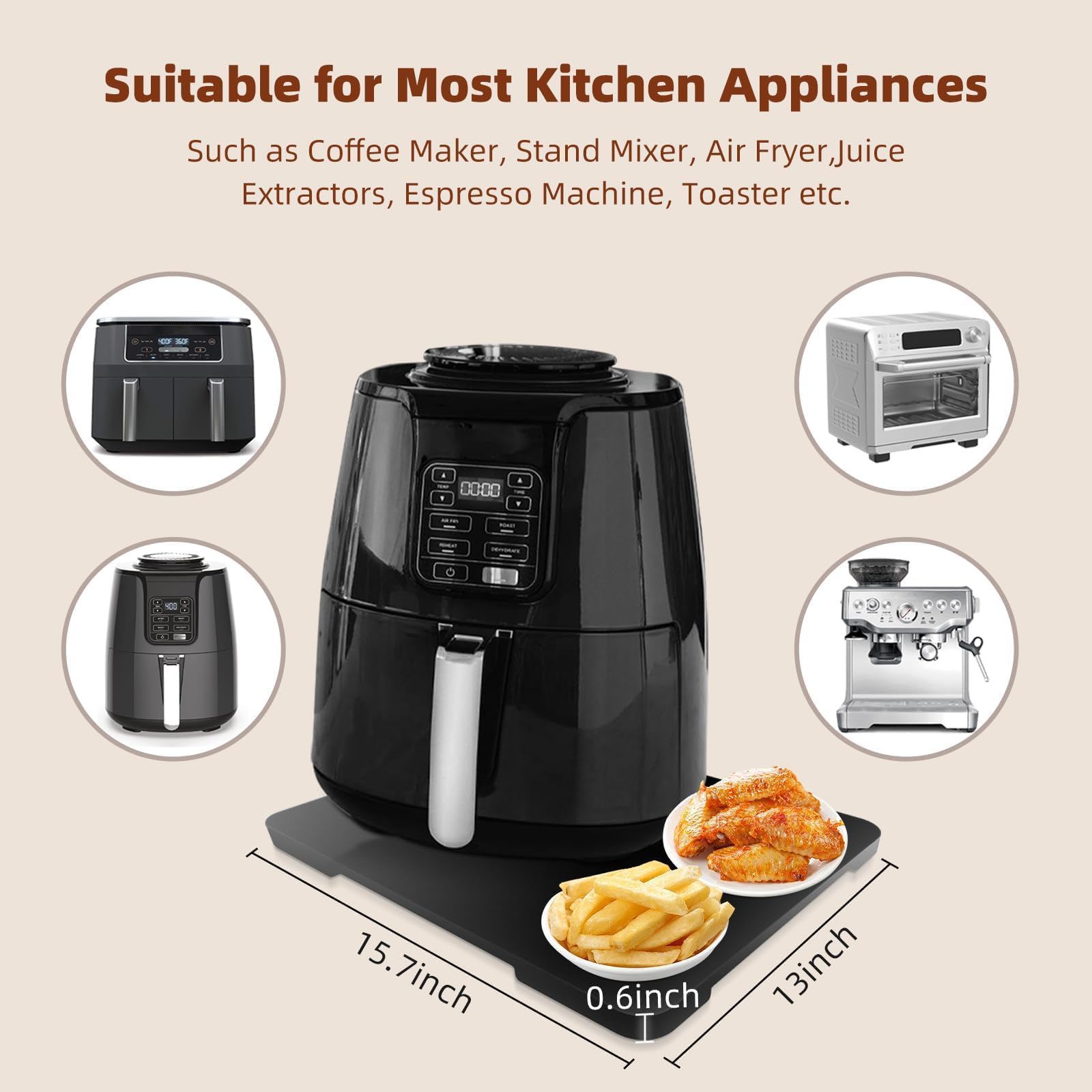 GIASSVIO bamboo appliance slider supports smooth movement for coffee makers.