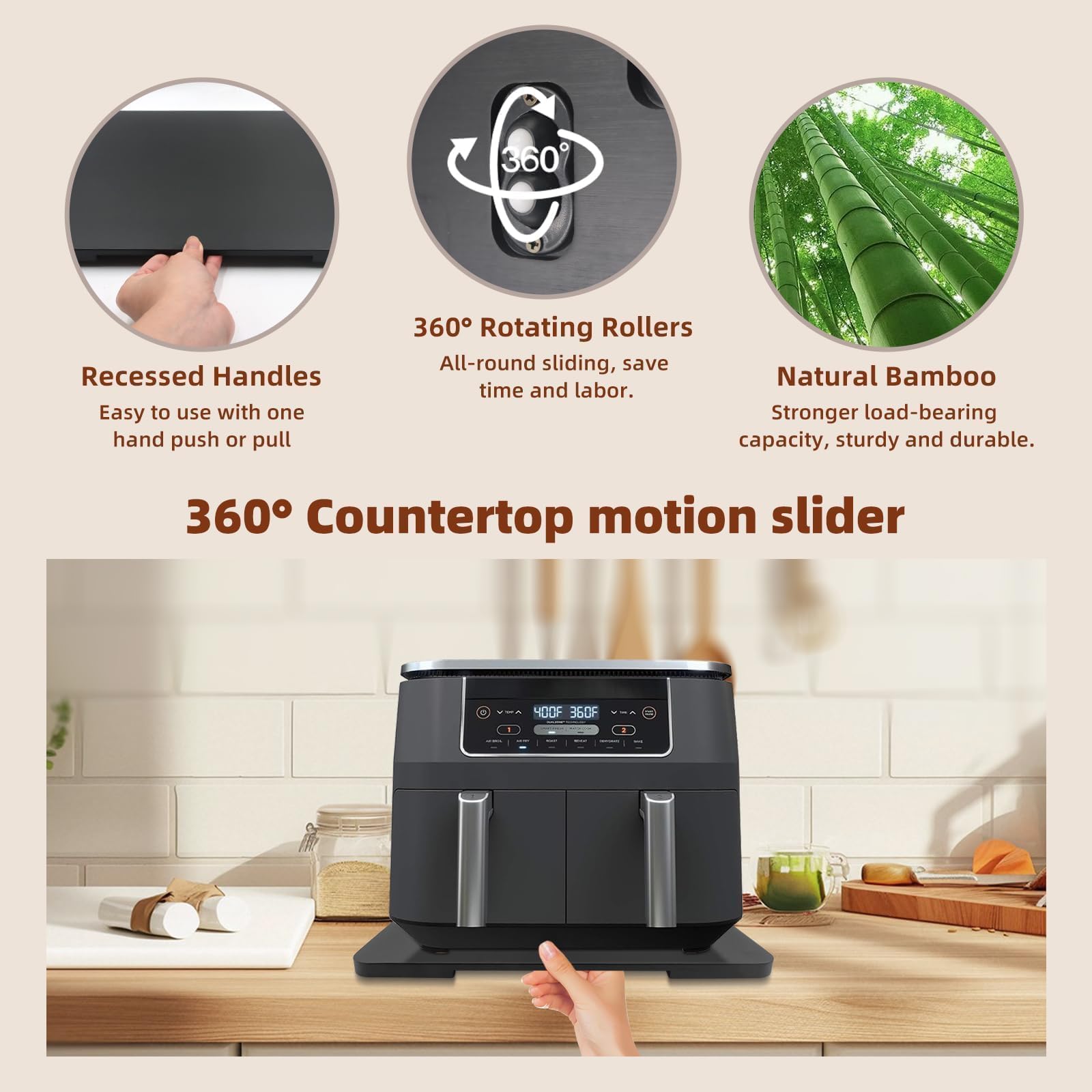 GIASSVIO coffee maker slider tray keeps countertops organized and accessible.
