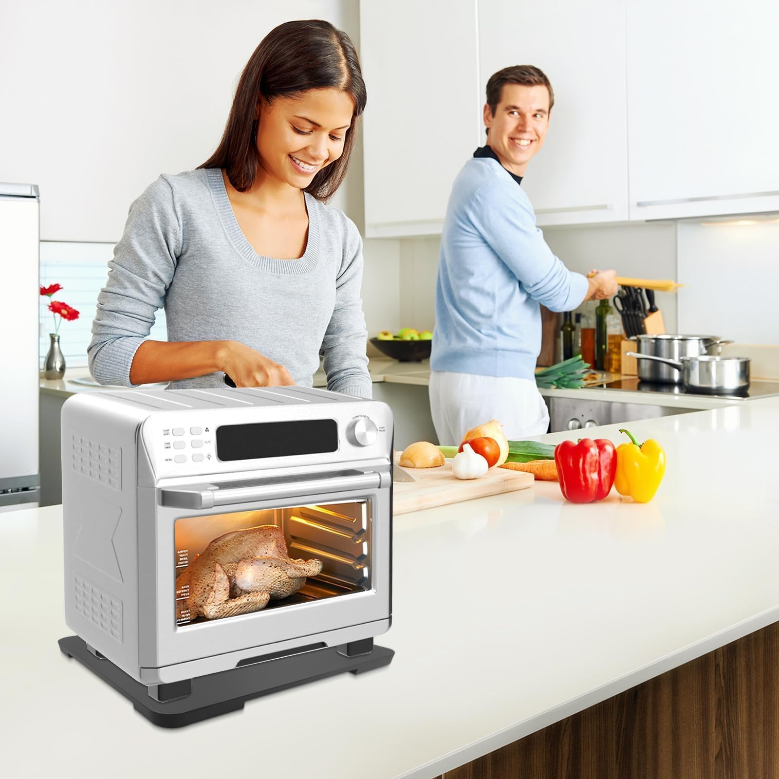 GIASSVIO non-slip bamboo surface prevents slips during appliance movement.