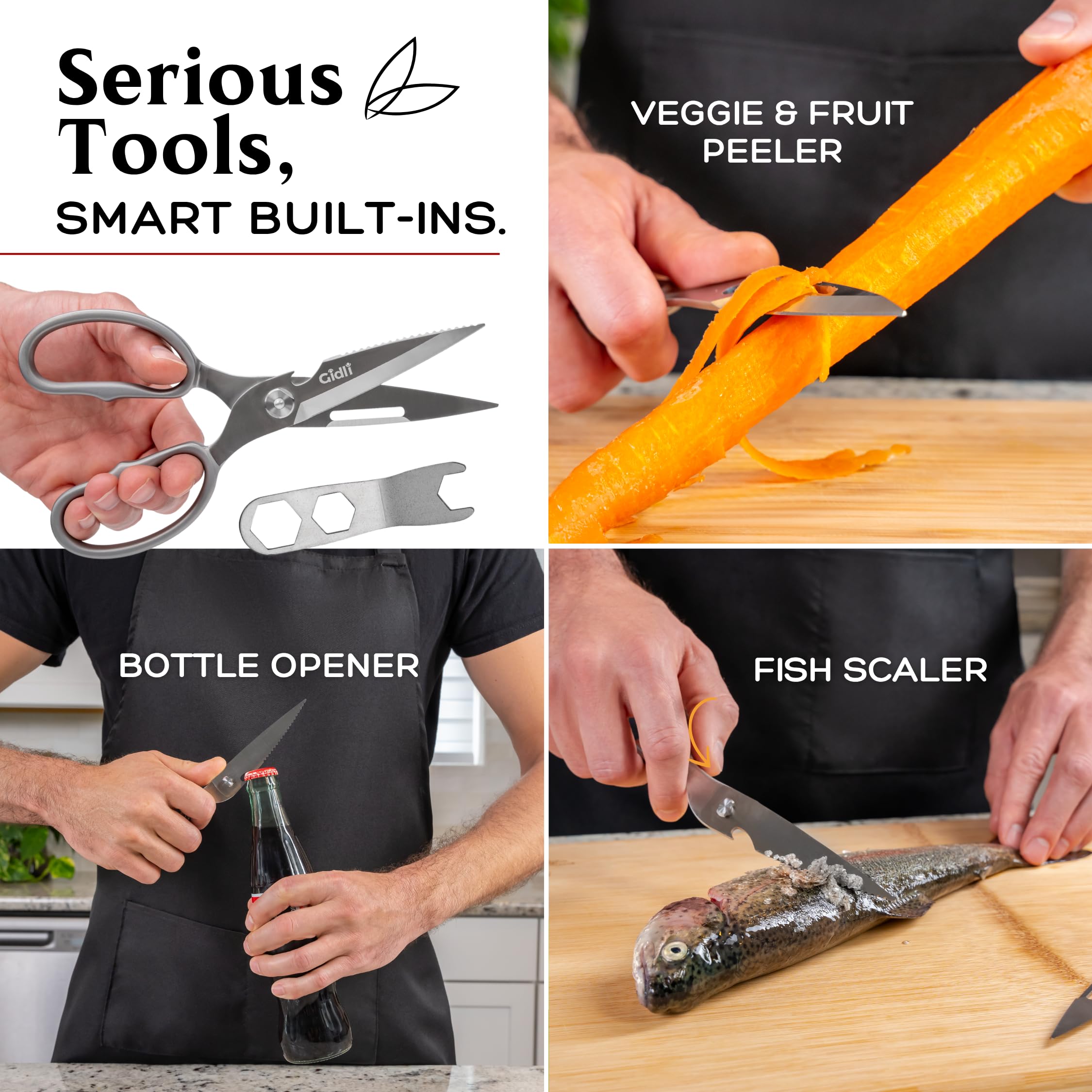 Gidli kitchen scissors disassembled for thorough cleaning