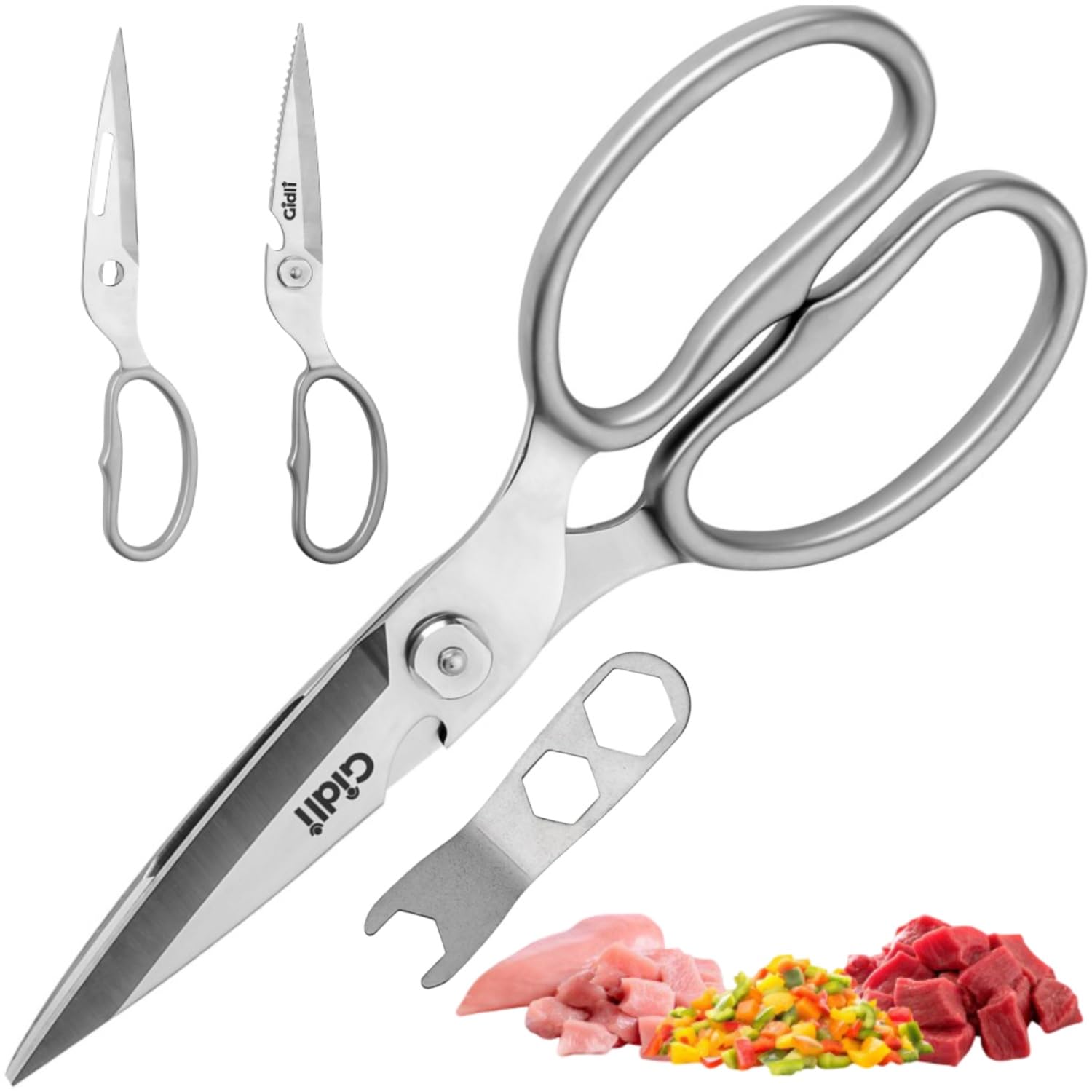 Gidli Premium Kitchen Scissors with sturdy blades for heavy-duty food prep