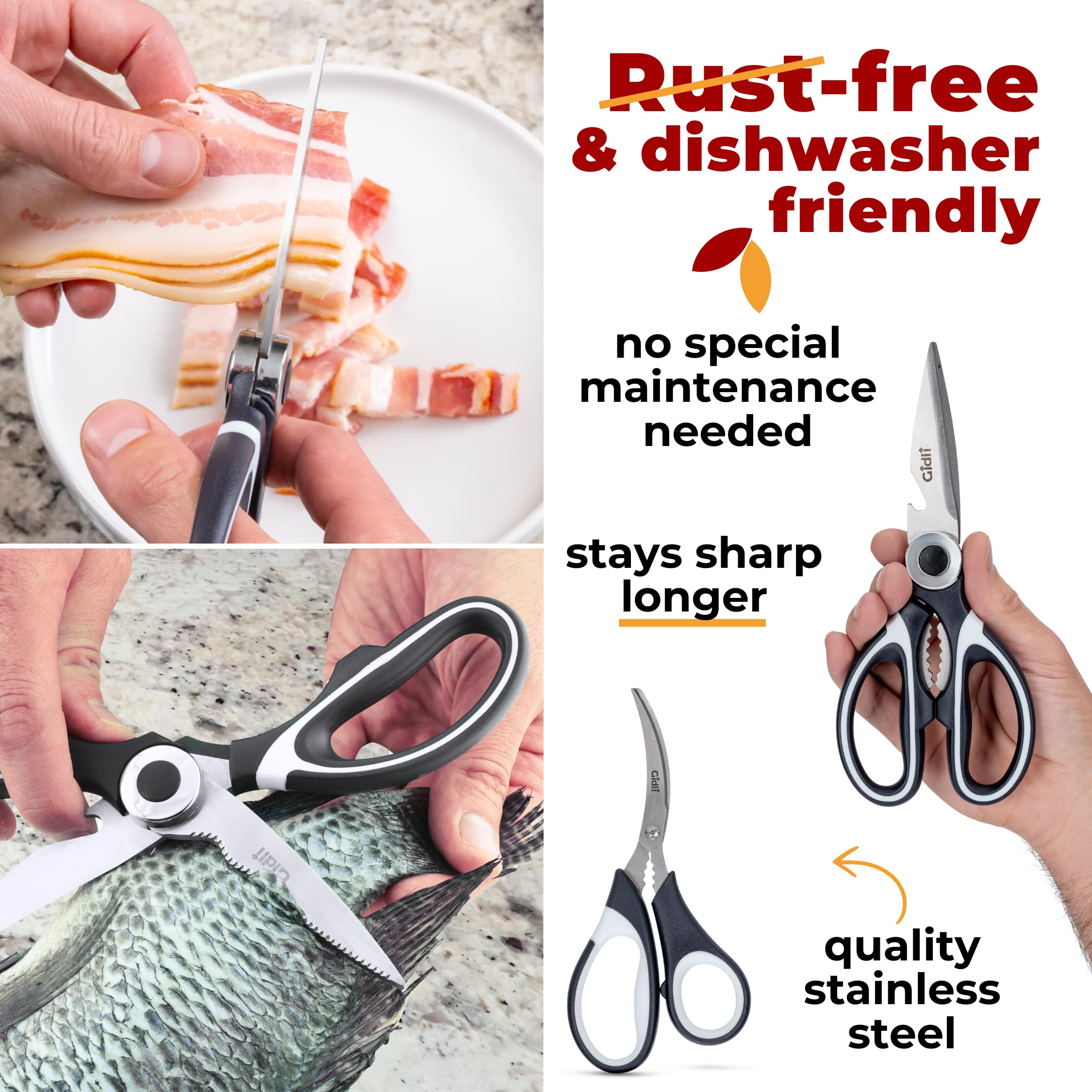 Gidli Seafood Scissors 7inch shell cracker demonstrates effortless shell cracking.