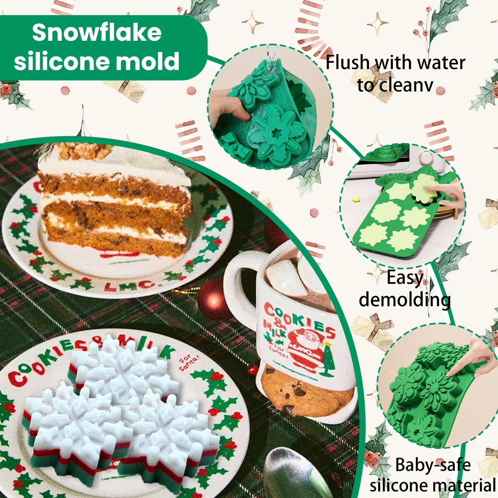 Gieehiol snowflake silicone mold oven safe and flexible