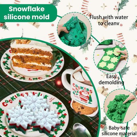 Gieehiol snowflake silicone mold oven safe and flexible