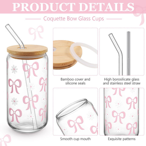 Giesiery 16oz glass tumbler perfect for iced coffee and cold drinks