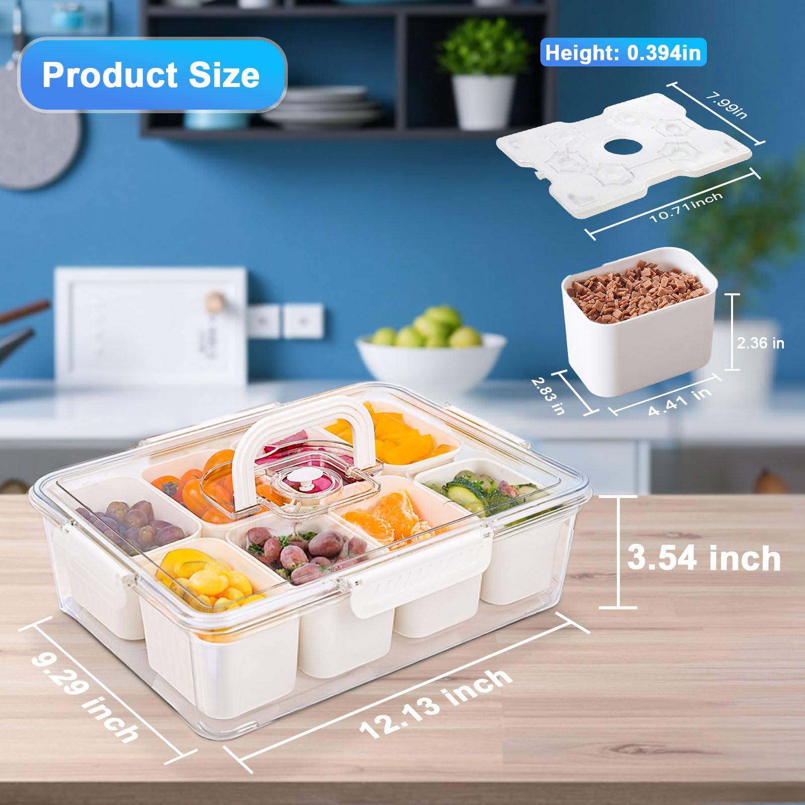 Eight-compartment tray keeps fruits, nuts, and treats neatly separated