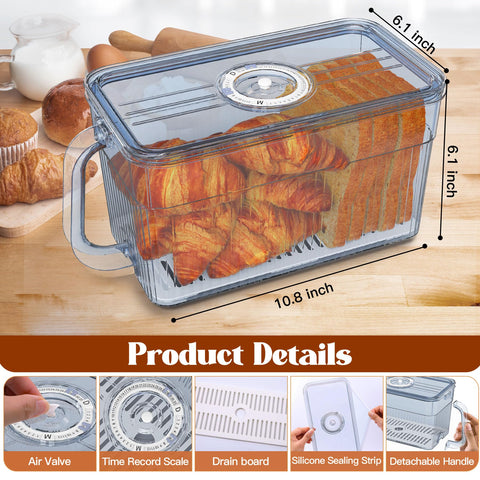 Gifhomfix airtight bread box with adjustable air valve preserves freshness.