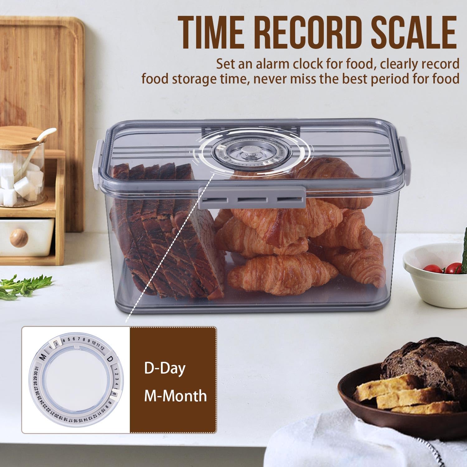 Gifhomfix bread box transparent grey body shows contents without opening.