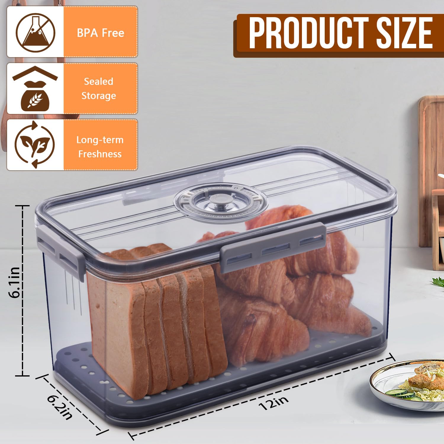 Gifhomfix bread box with large capacity holds homemade bread and muffins.
