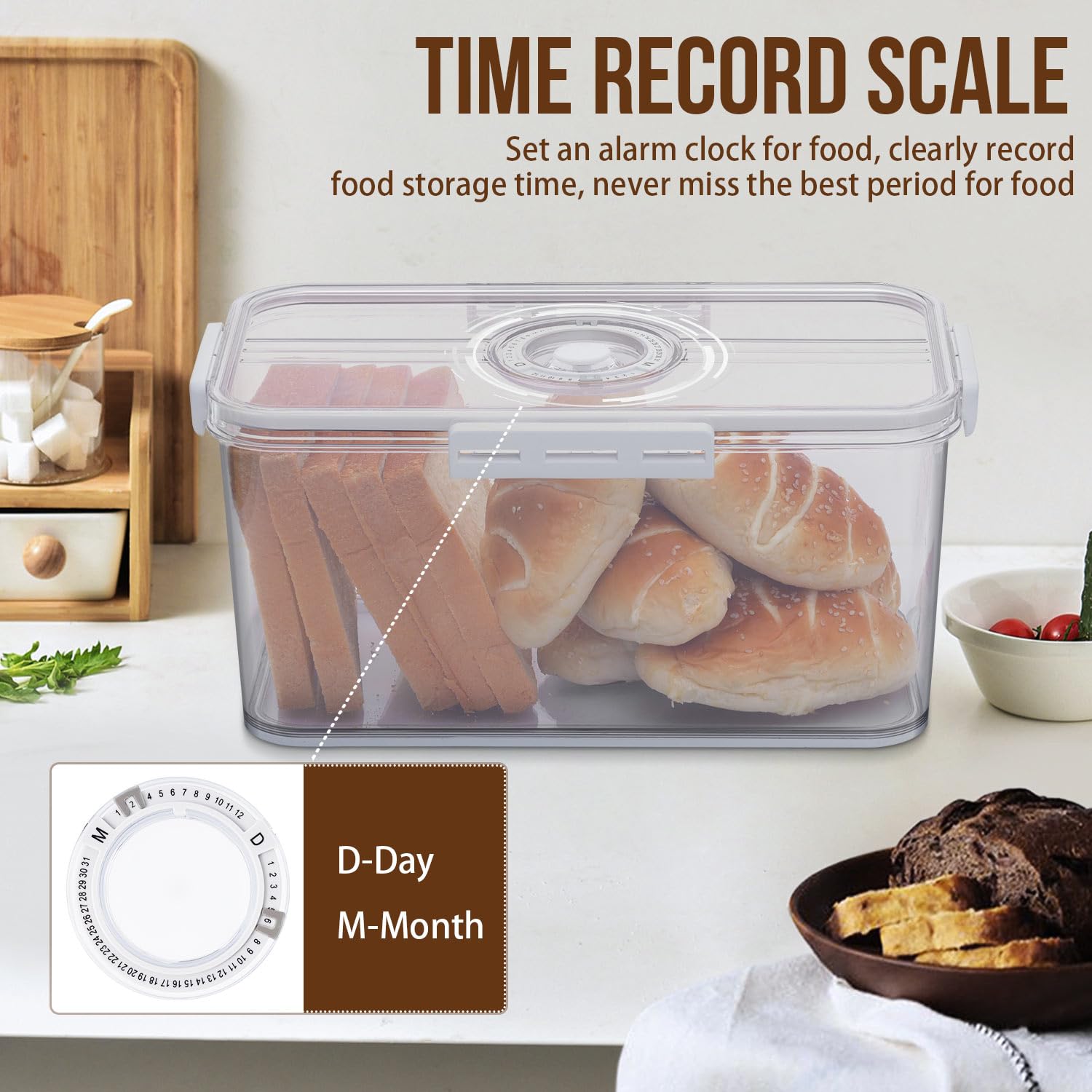 Gifhomfix bread box uses silicone seal and four buckles for secure storage.