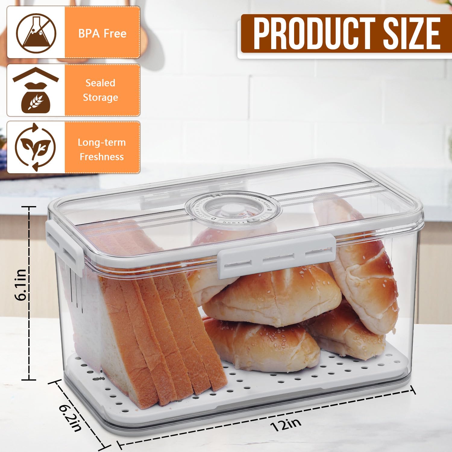 Gifhomfix bread box features a time recording dial to track storage dates.