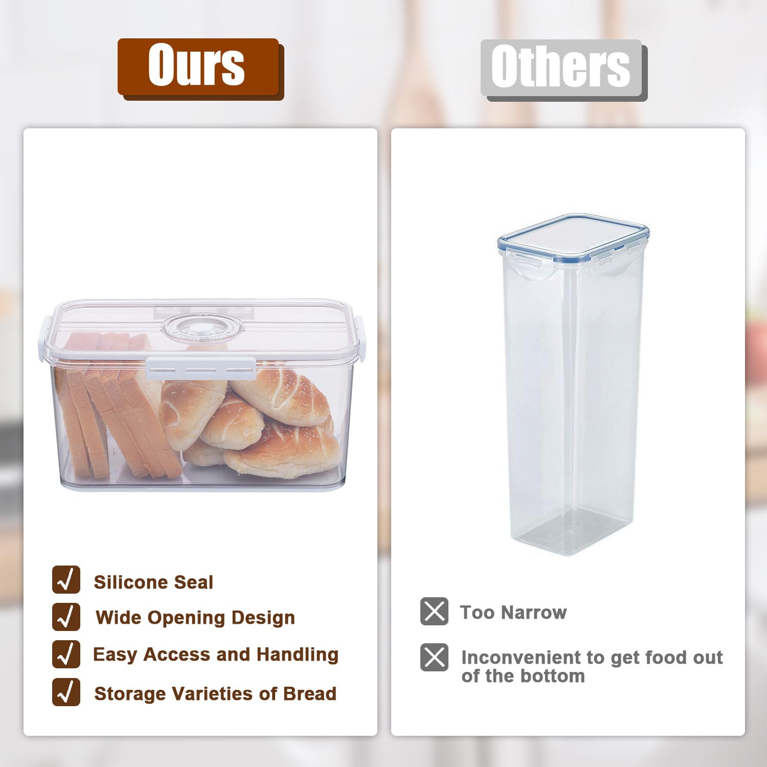 Gifhomfix bread box transparent lid lets you see contents at a glance.