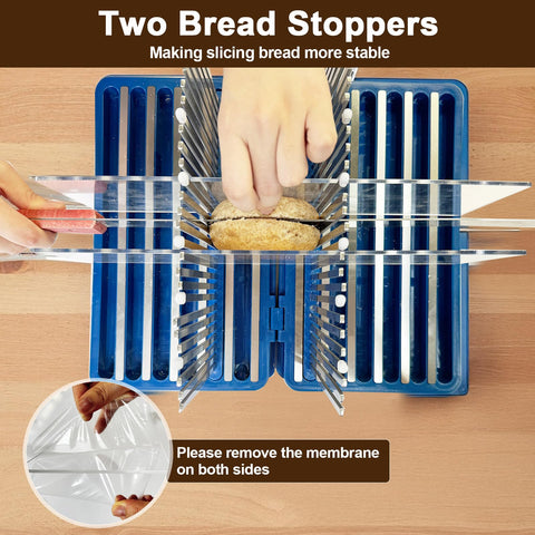 Gifhomfix bread slicer acrylic guides help align slices for uniform results.
