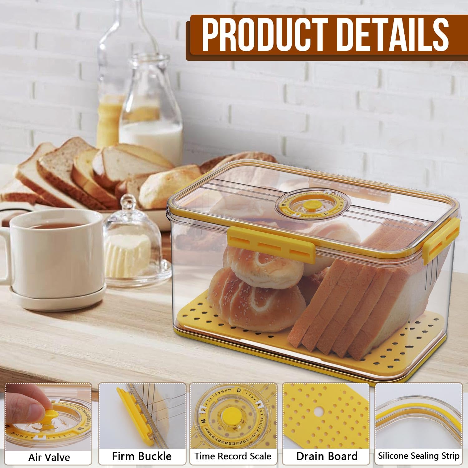 Gifhomfix bread box 12 by 6-inch footprint fits most loaves on the counter.