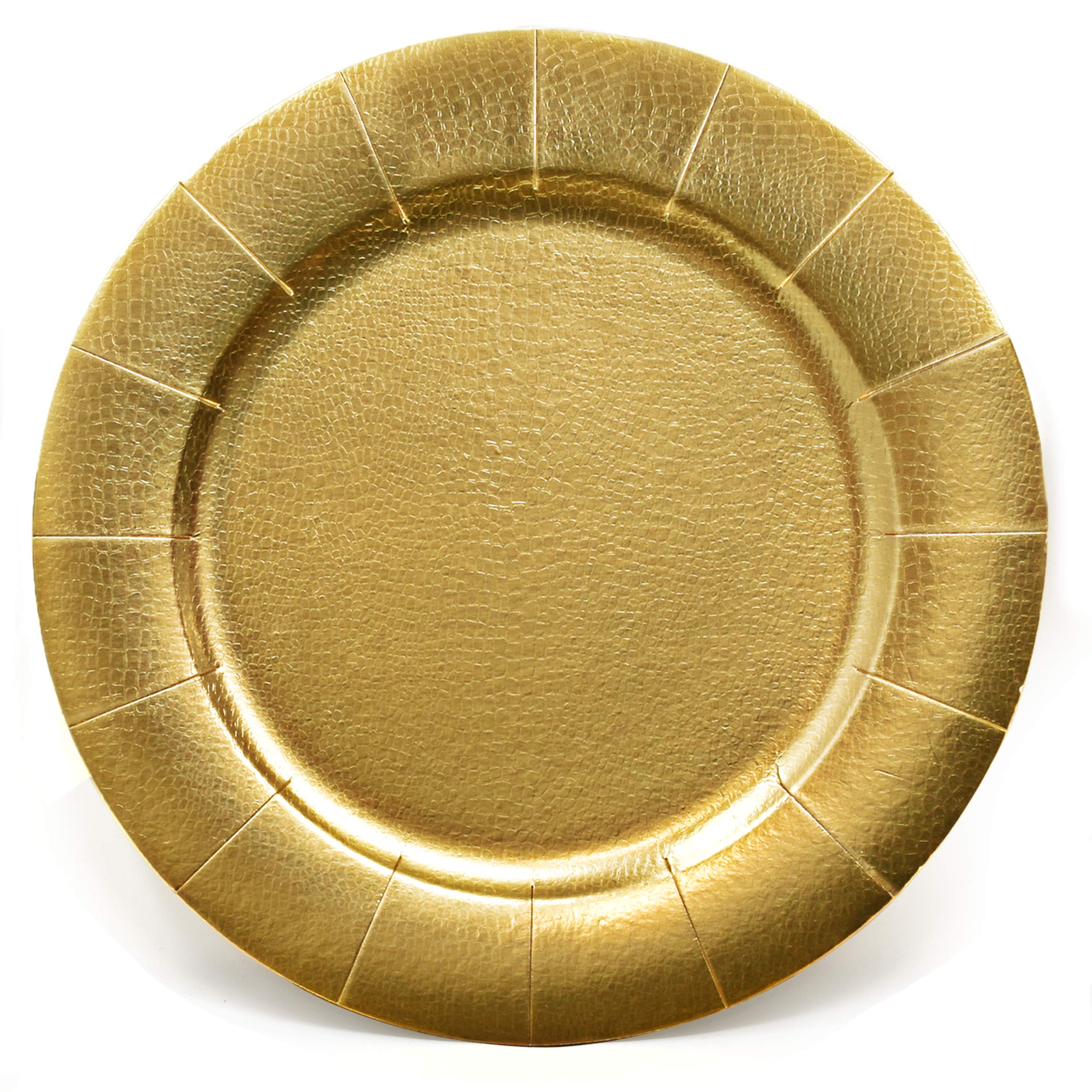Gift Boutique 13-inch gold charger plate with pebbled rim for elegant table setting