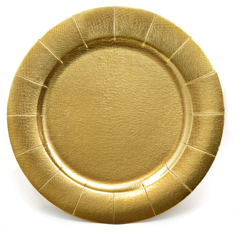 Gift Boutique 13-inch gold charger plate with pebbled rim for elegant table setting