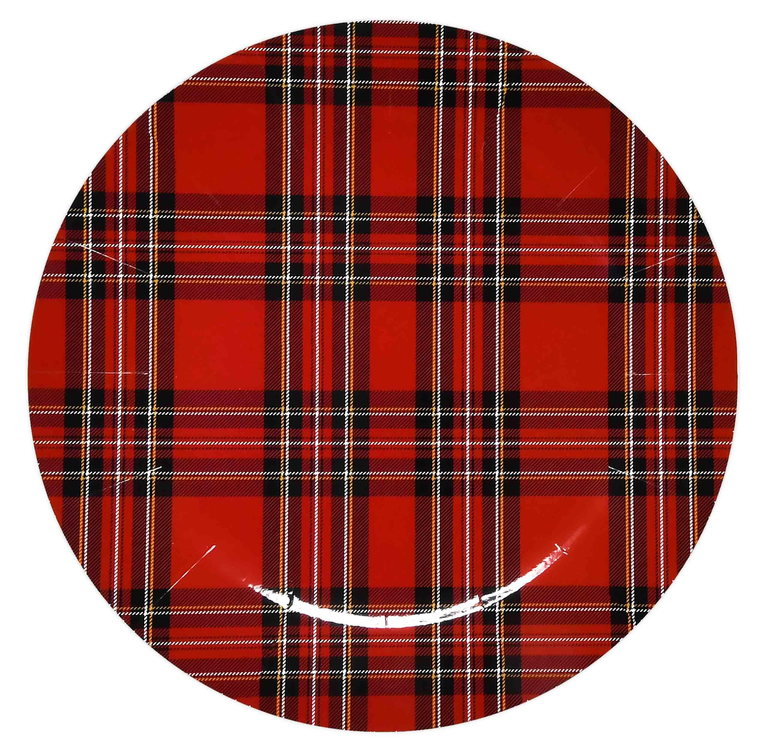 Gift Boutique buffalo plaid charger 13inch with wide rim prevents spills