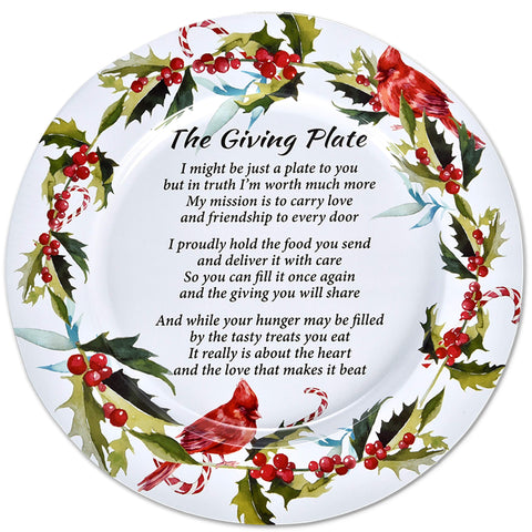 Gift Boutique Christmas giving plate with poem, 13-inch tin, ideal for sharing treats at gatherings.