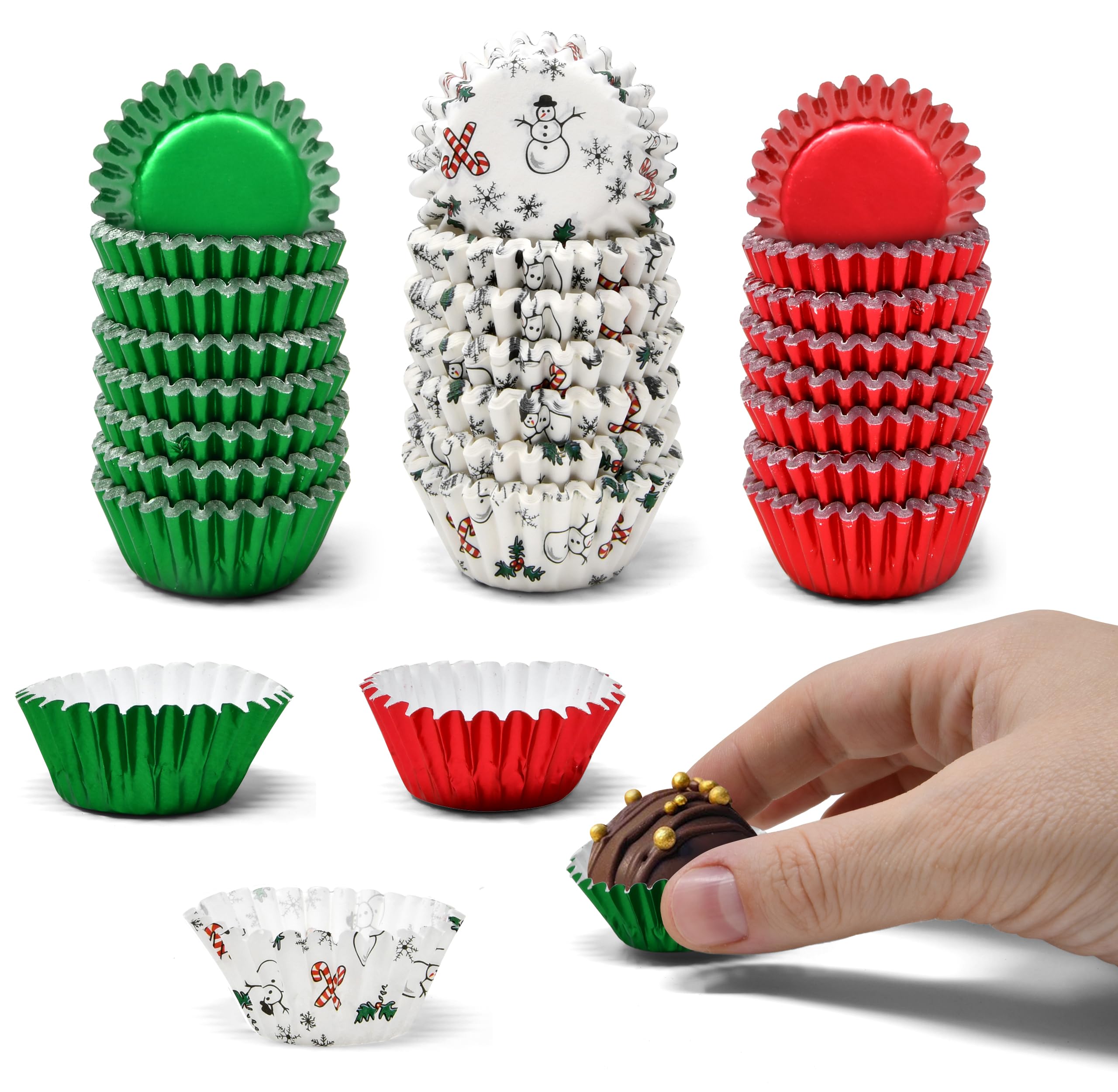 Gift Boutique mini Christmas cupcake liner in red foil, ideal for festive desserts.