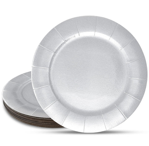 Gift Boutique silver round charger plates 13-inch, elegant finish for refined table setting.