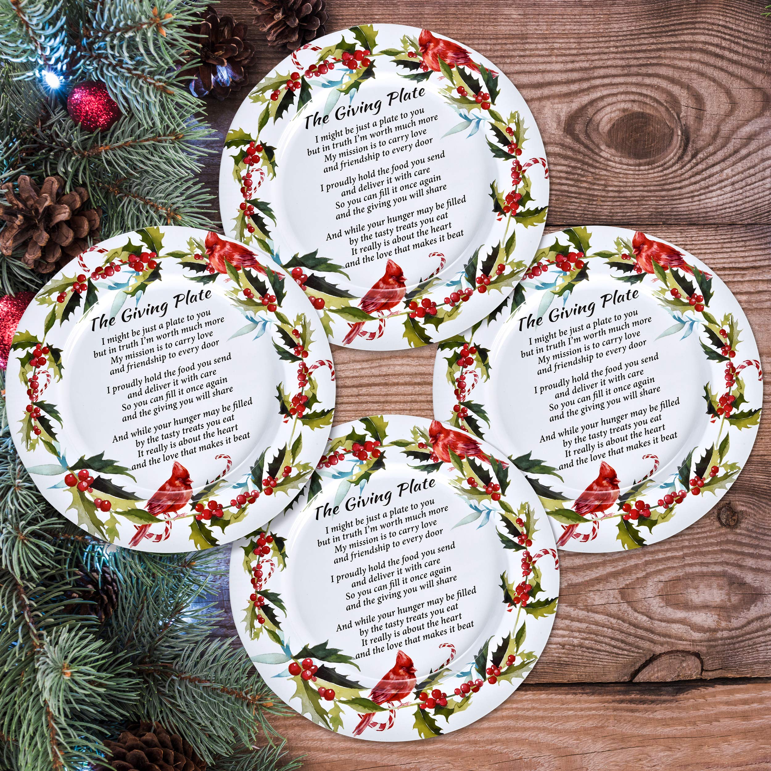 Gift Boutique winter berry cardinal design plate close-up for festive hostess gifts.