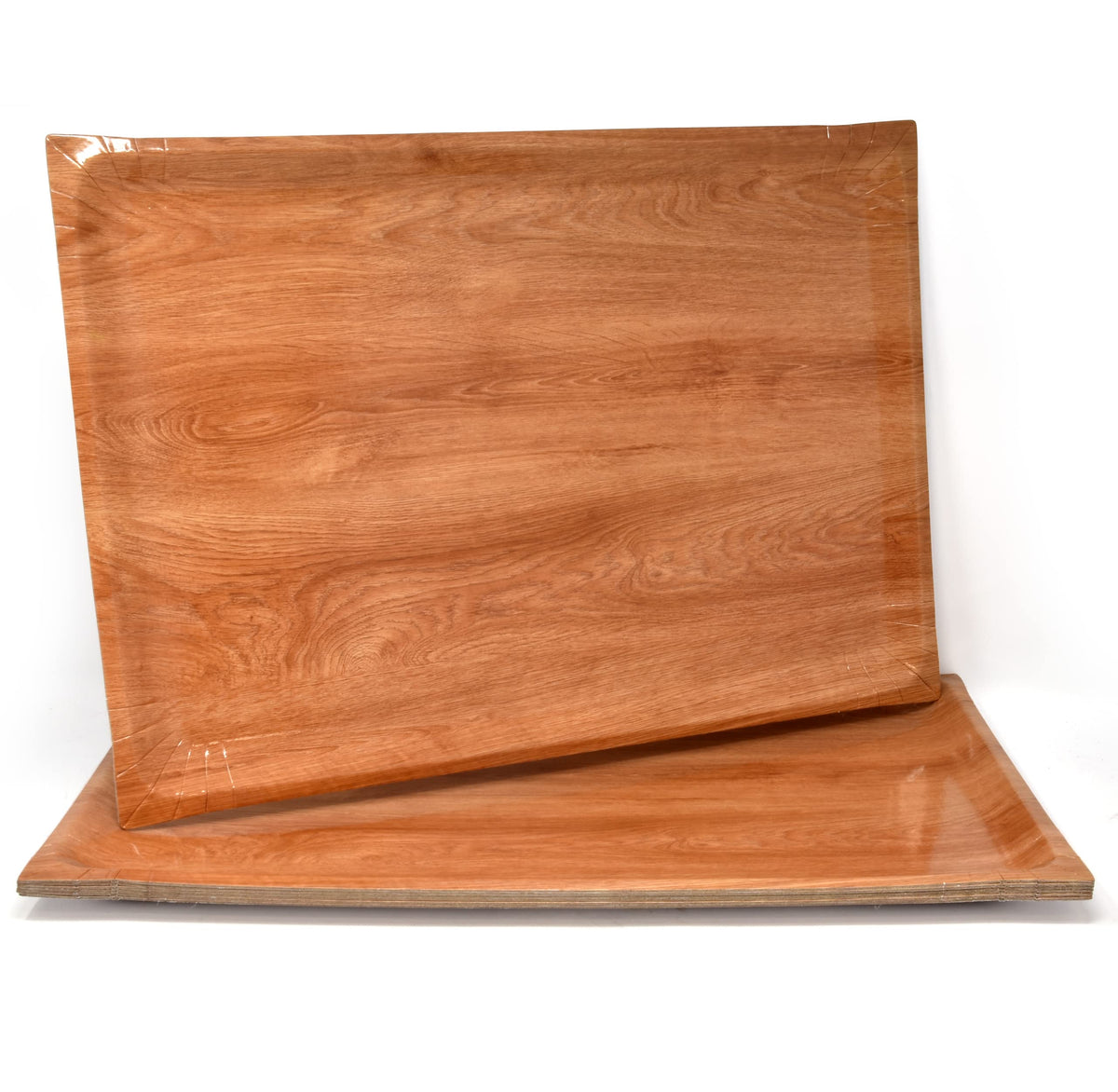 Gift Boutique wood tray display with rustic brown finish for elegant party presentation