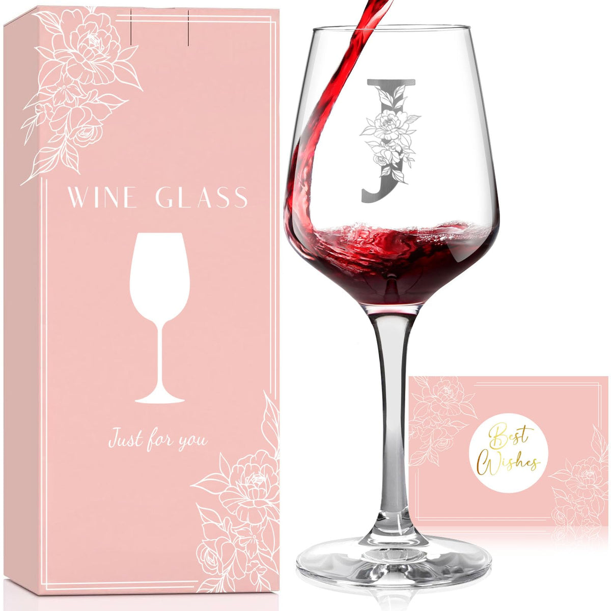 GiftHarbor monogrammed wine glass with elegant initials for special moments.