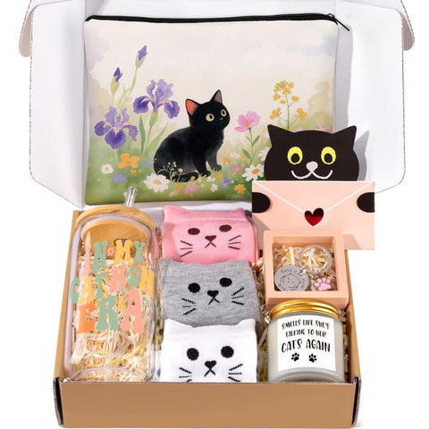 Giftissimo cat lover gift box glass cup, sturdy borosilicate for hot or cold beverages