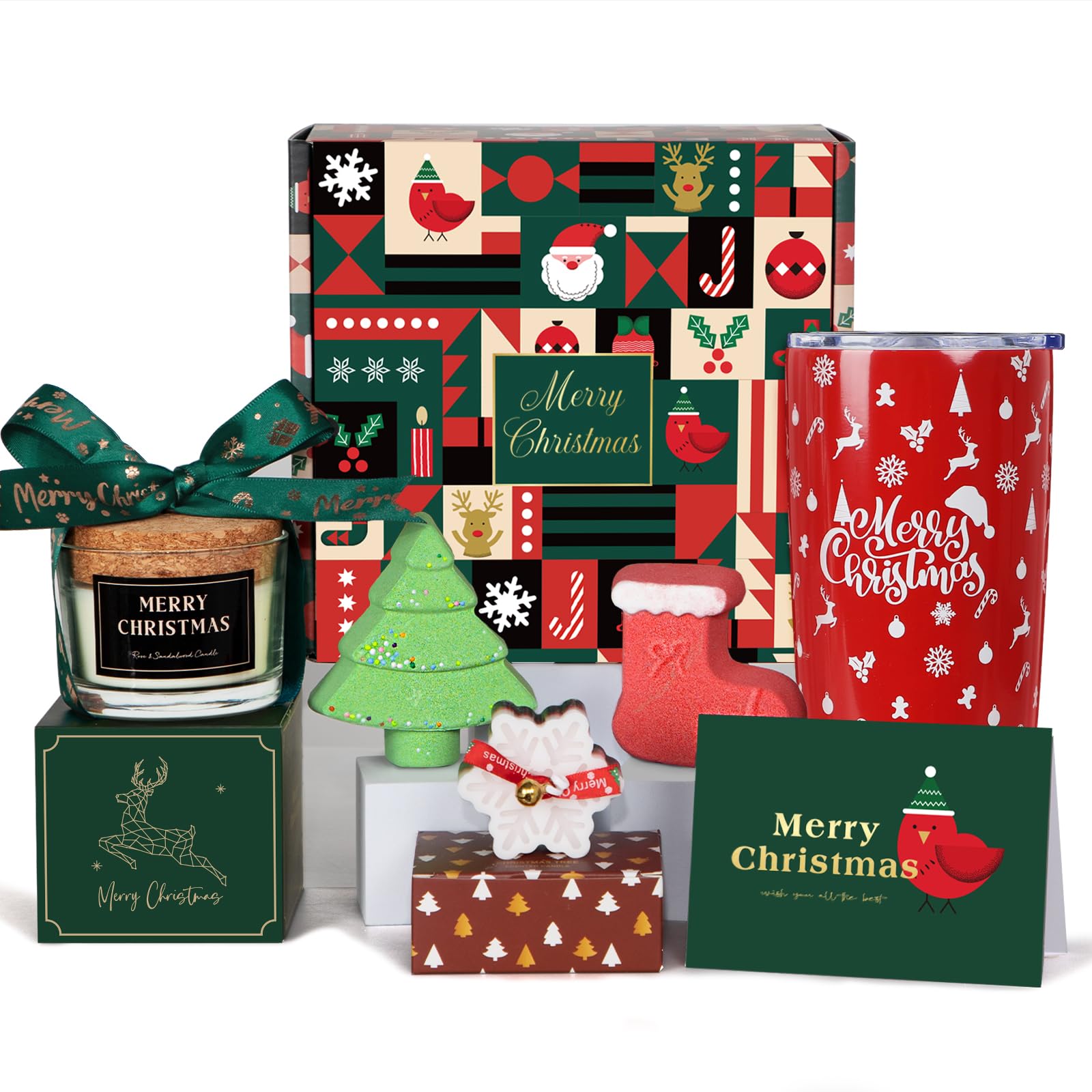 GiftPeak Christmas Red 20oz Tumbler keeps drinks hot or cold on the go.