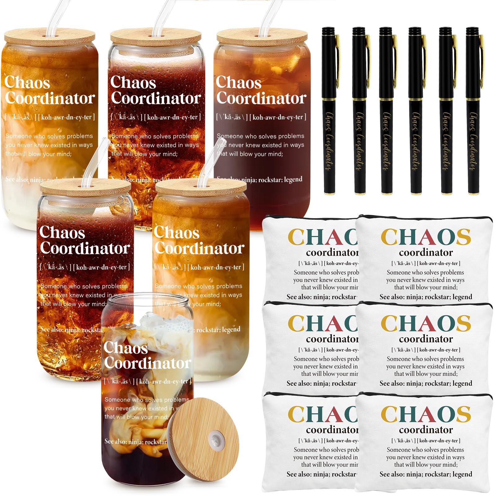 GiftPioneer six-set glass cups 16oz with lids, ideal for office cheers and beverage service.