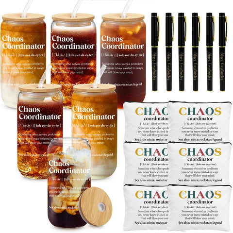 GiftPioneer six-set glass cups 16oz with lids, ideal for office cheers and beverage service.