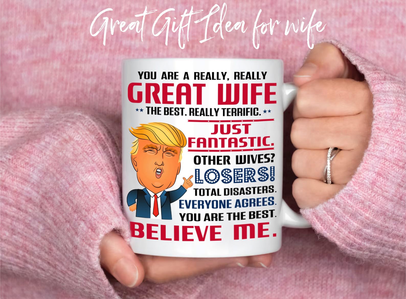GIFTSFARM mug highlights bold typography for a fun wife gift.